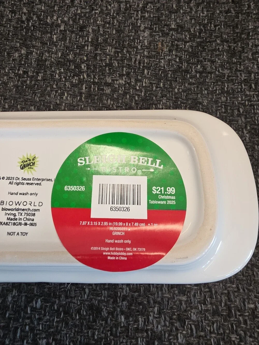 NEW Biroworld The Grinch Who Stole Christmas Butter Dish Sleigh Bell Bistro